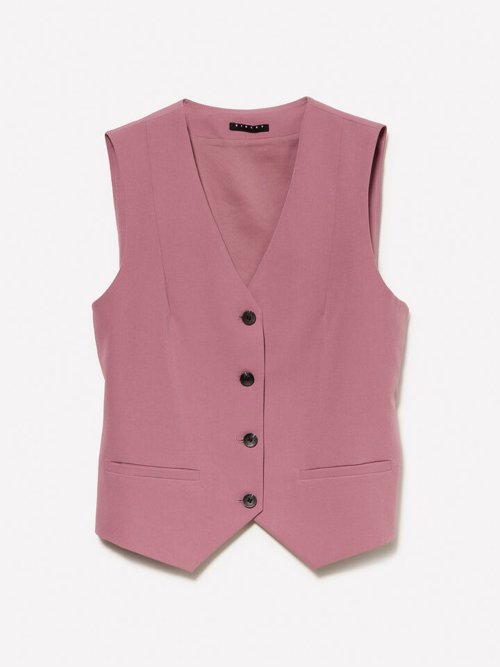 Mauve slim fit vest - women's vests and sleeveless jackets - Lilac | Sisley image number 5
